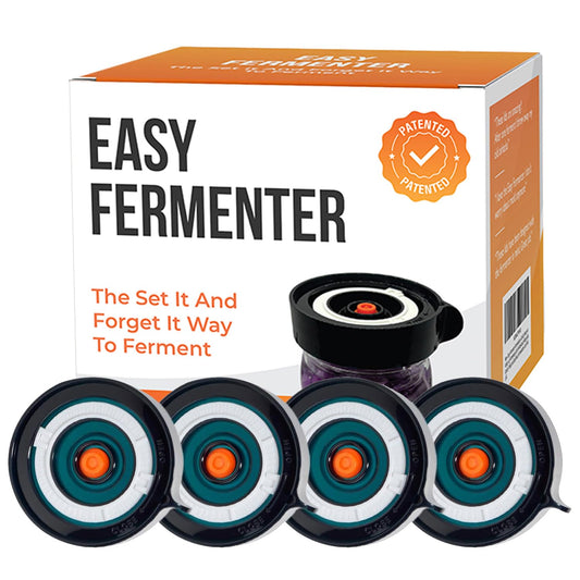 Easy Fermenter 4 Pack Refill Kit (Lids Only), Mason Jar Airlock Lid, Fermenting Lids for Wide Mouth Mason Jars, Kimchi, Pickle, and Sauerkraut