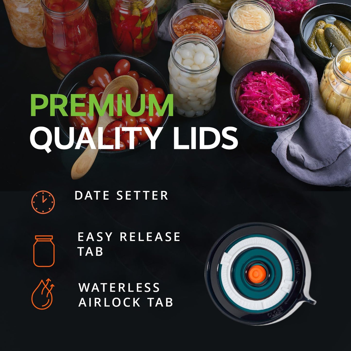 Easy Fermenter 4 Pack Refill Kit (Lids Only), Mason Jar Airlock Lid, Fermenting Lids for Wide Mouth Mason Jars, Kimchi, Pickle, and Sauerkraut